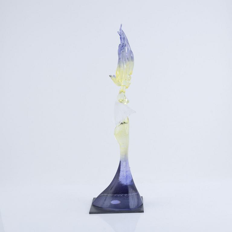 Kjell Engman, a 'Maidenhood Yellow' glass sculpture, signed, limited edition of 100, Kosta Boda.