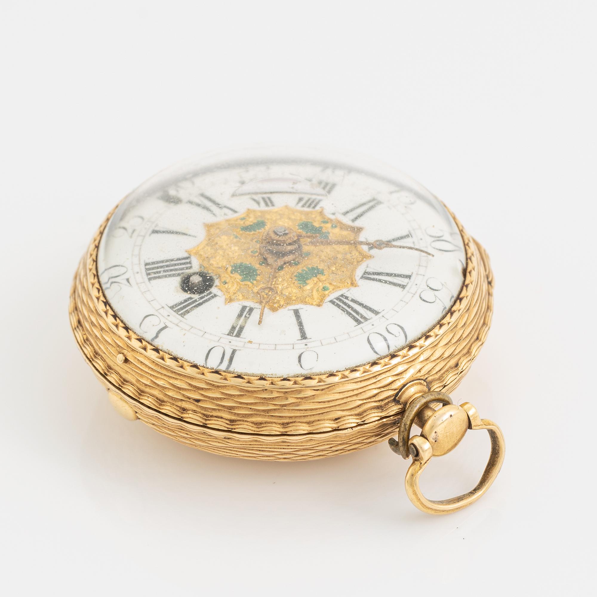 Julien Le Roy (1686-1759), pocket watch, 18K gold, 46 mm.