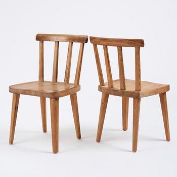 Axel Einar Hjorth, a set of four 'Utö' pine chairs, Nordiska Kompaniet, 1930s.