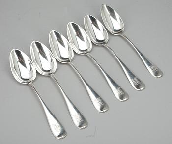 SKEDAR, 6 st, silver, mästarstämplar MK, S:t Petersburg 1884, Ryssland. Vikt tot. 480 g.