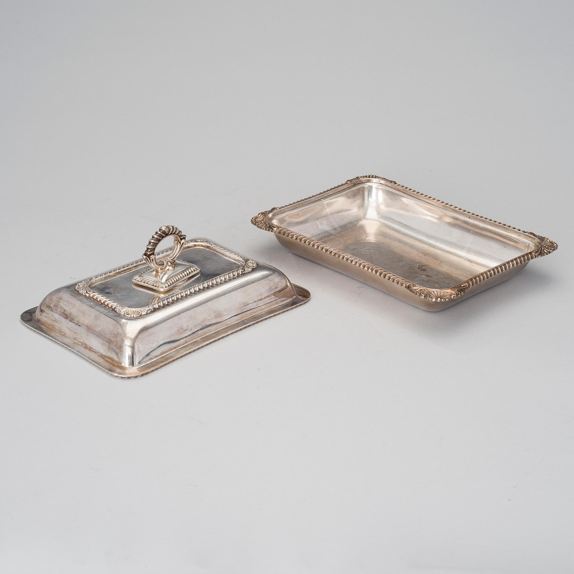 A late 19th century silver plated entrée dish by Harrison Brothers & Howson, England.