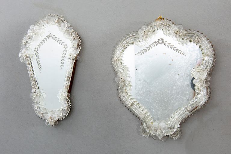 Three mid 20th century mirrors from Murano, Venice Italy.