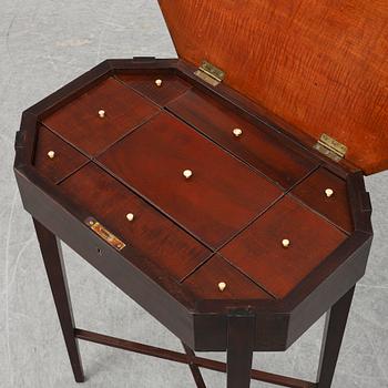 A mahogany veneered sewing table, early 20th Ventury.