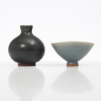 Berndt Friberg, vas och skål, stengods, Gustavsberg, ankargods, 1939-44 och Gustavsbergs Studio 1961.