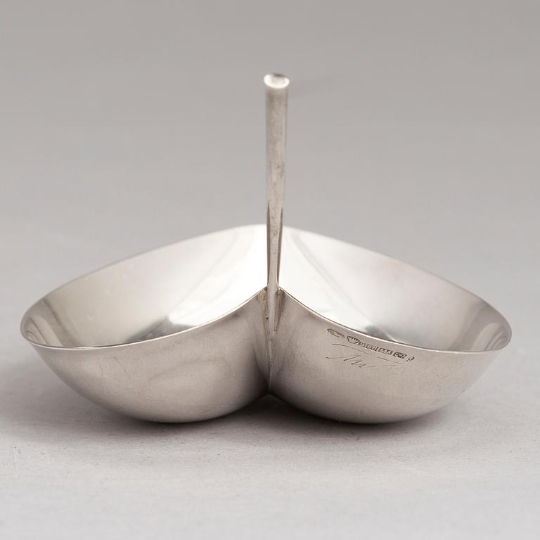 TAPIO WIRKKALA, A leaf shaped silver bowl, marked TW, Hämeenlinna, Finland 1958.