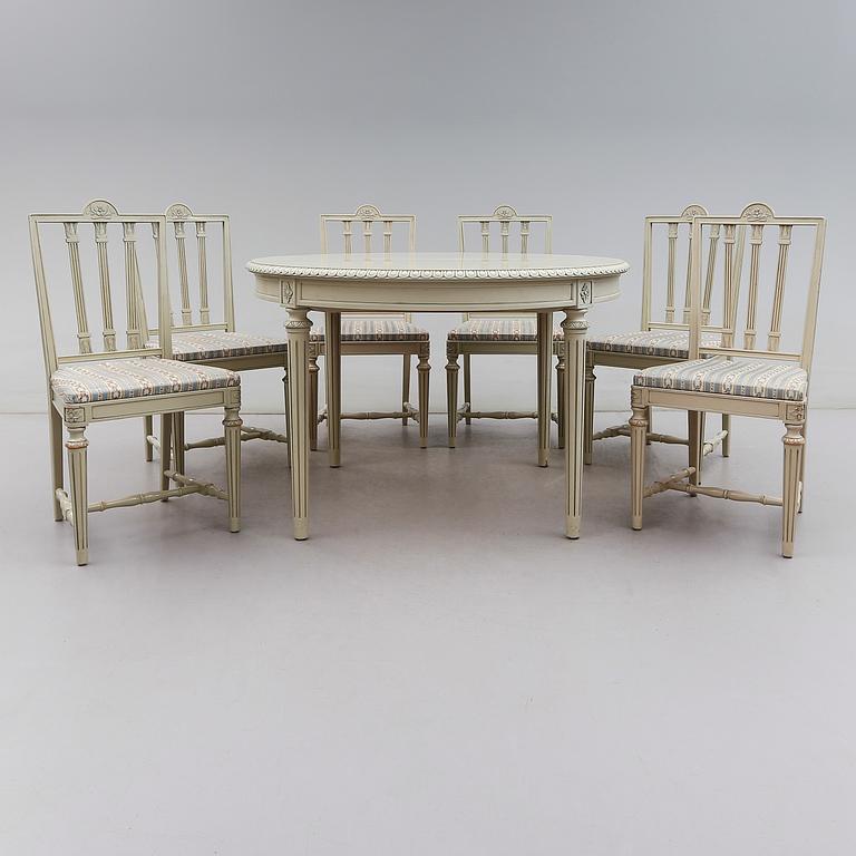 MATGRUPP, 7 delar, gustaviansk stil, 1900-talets andra hälft.