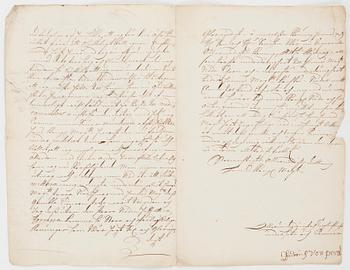 DROTTNING HEDVIG ELEONORA (1636-1715), egenhändigt signerat dokument, daterat Stockholm 14 november 1702.