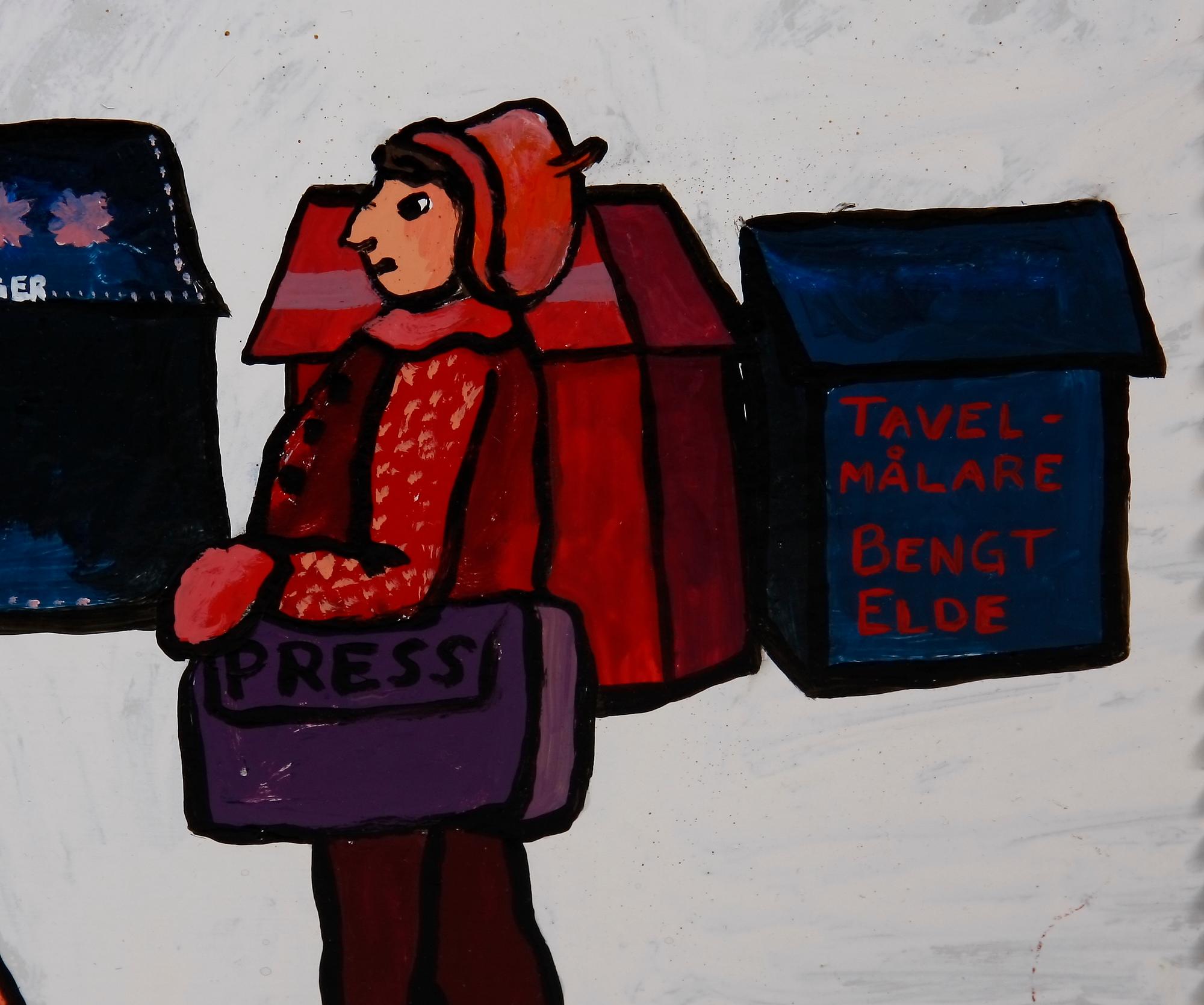 BENGT ELDE, akryl på pannå, sign.