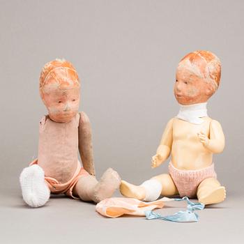 TWO KÄTHE KRUSE DOLLS, beginning of the 20th century.