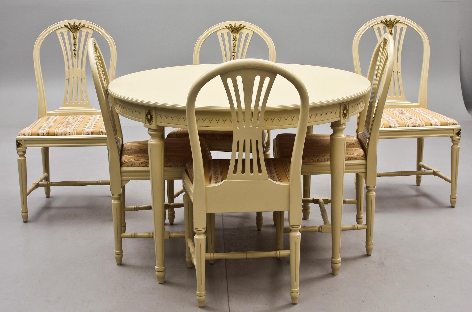 MATSALSGRUPP, 7 delar, gustaviansk stil, 1900-tal.