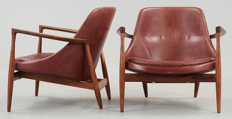 A pair of Ib Kofod Larsen 'Elisabeth' easy chairs, Christensen & Larsen, 1950's-60's.