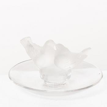9 glass figurines, Lalique, France.