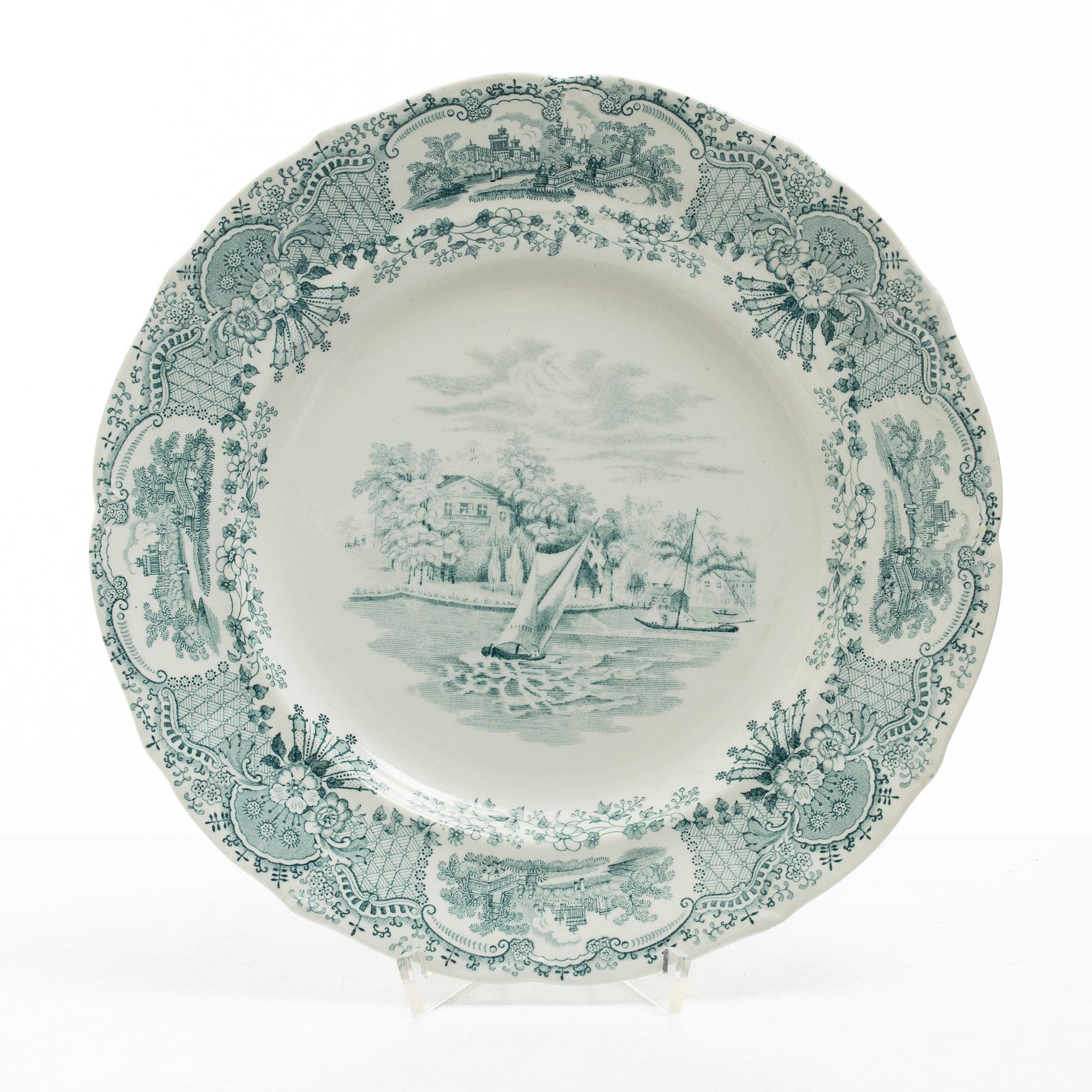 Dinner service, 56 pieces, "Kungliga Djurgården" and "Royal Scenery", Gustavsberg, late 19th century - early 20th century.