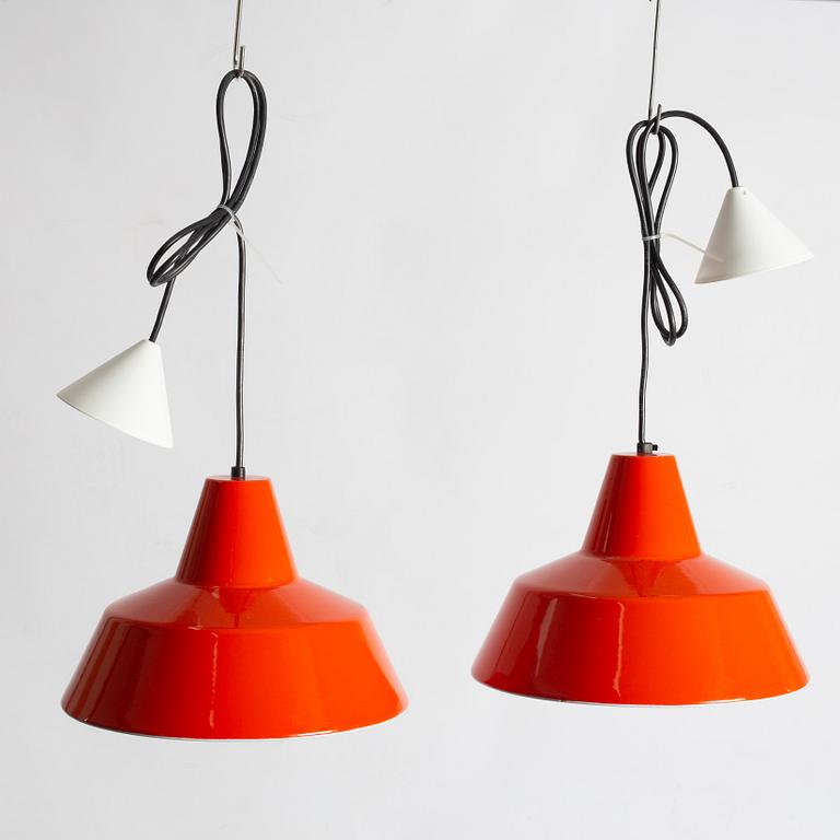 Arne Jacobsen, ceiling lamps, a pair, "Workshop lamp" Louis Poulsen, Denmark.