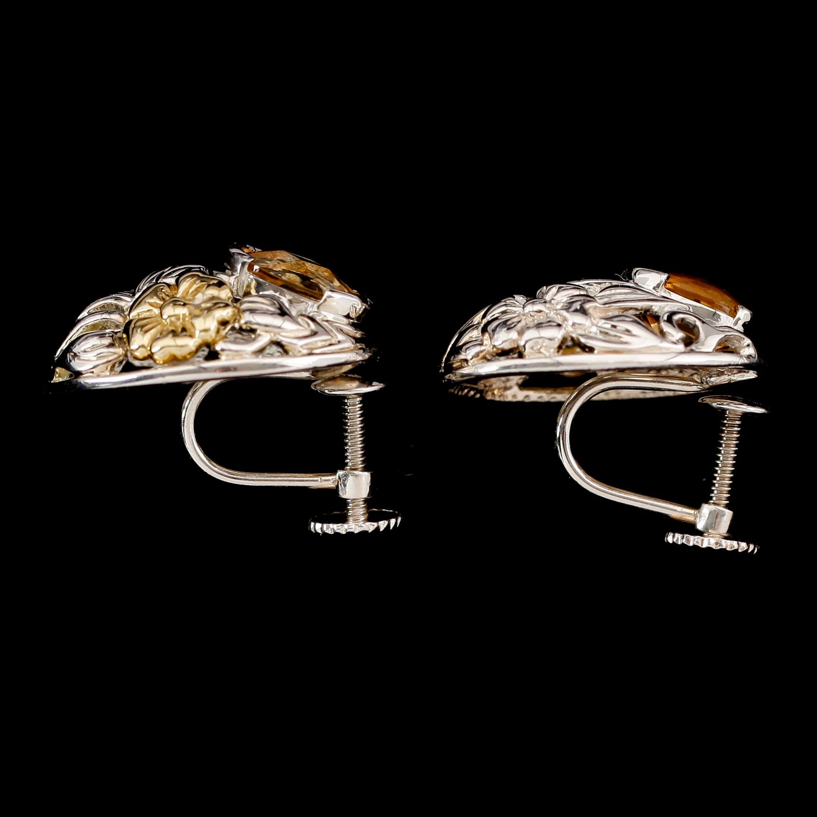 ÖRHÄNGEN, 1 par, 18 k vitguld, sterlingsilver, citriner tot ca 2.50 ct.