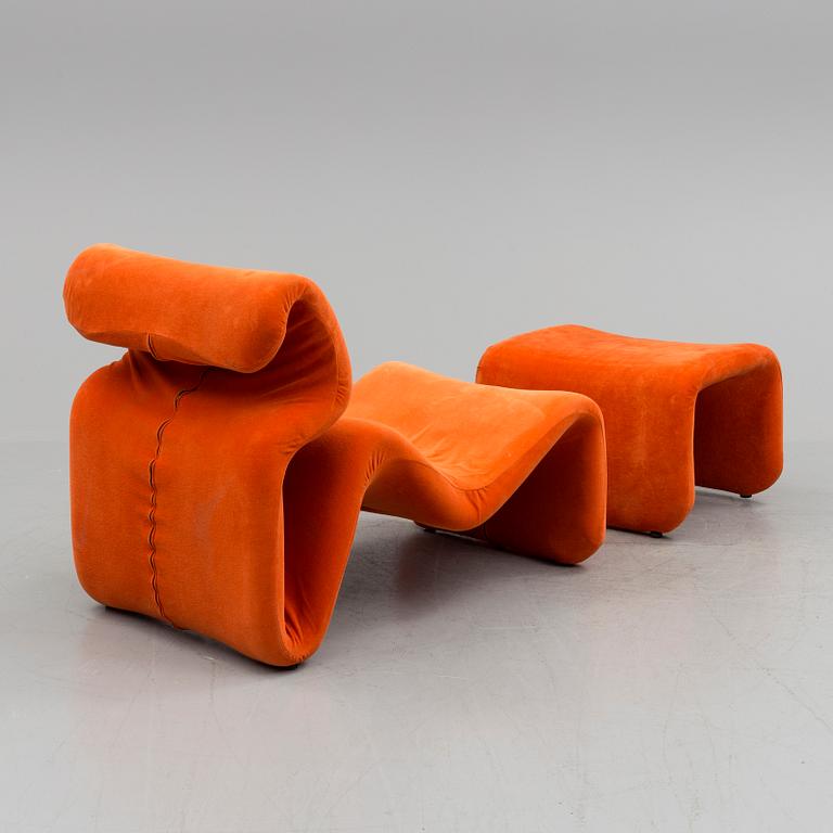 A lounge chair with ottoman, 'Etcetera', Jan Ekselius, J. O. Carlsson, Vetlanda, Sweden, 1970.