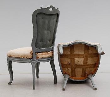STOLAR, 6 st, rokokostil, 1800-talets mitt.
