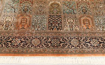 A silk carpet, Kashmir, c. 237 x 199 cm.