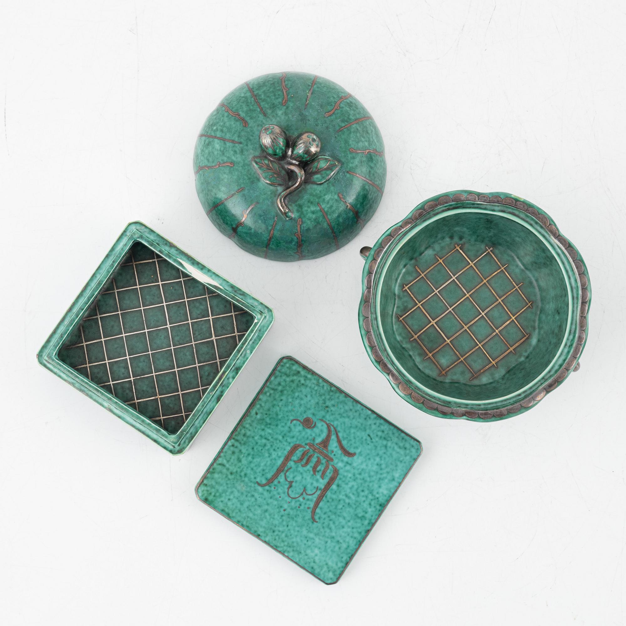 Wilhelm Kåge, six pieces of "Argenta", Gustavsberg, Sweden.