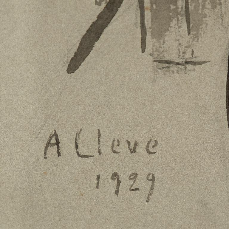 AGNES CLEVE, ink on paper. Signed A Cleve and dated 1929.