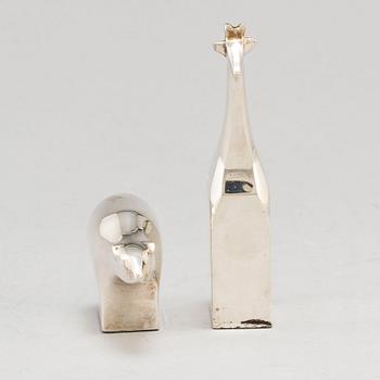 GUNNAR CYRÉN, two silver plated figurines Dansk Design Japan later part of the 20th century.