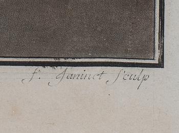 Niclas Lafrensen d.y., efter. Gravör Jean Francois Janinet. Tre färggravyrer, bildstl 35,5 x 28 cm vardera.