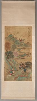 RULLMÅLNINGAR (4), sen Qingdynastin (1644-1912), med scener ur de tre kungadömenas historia.