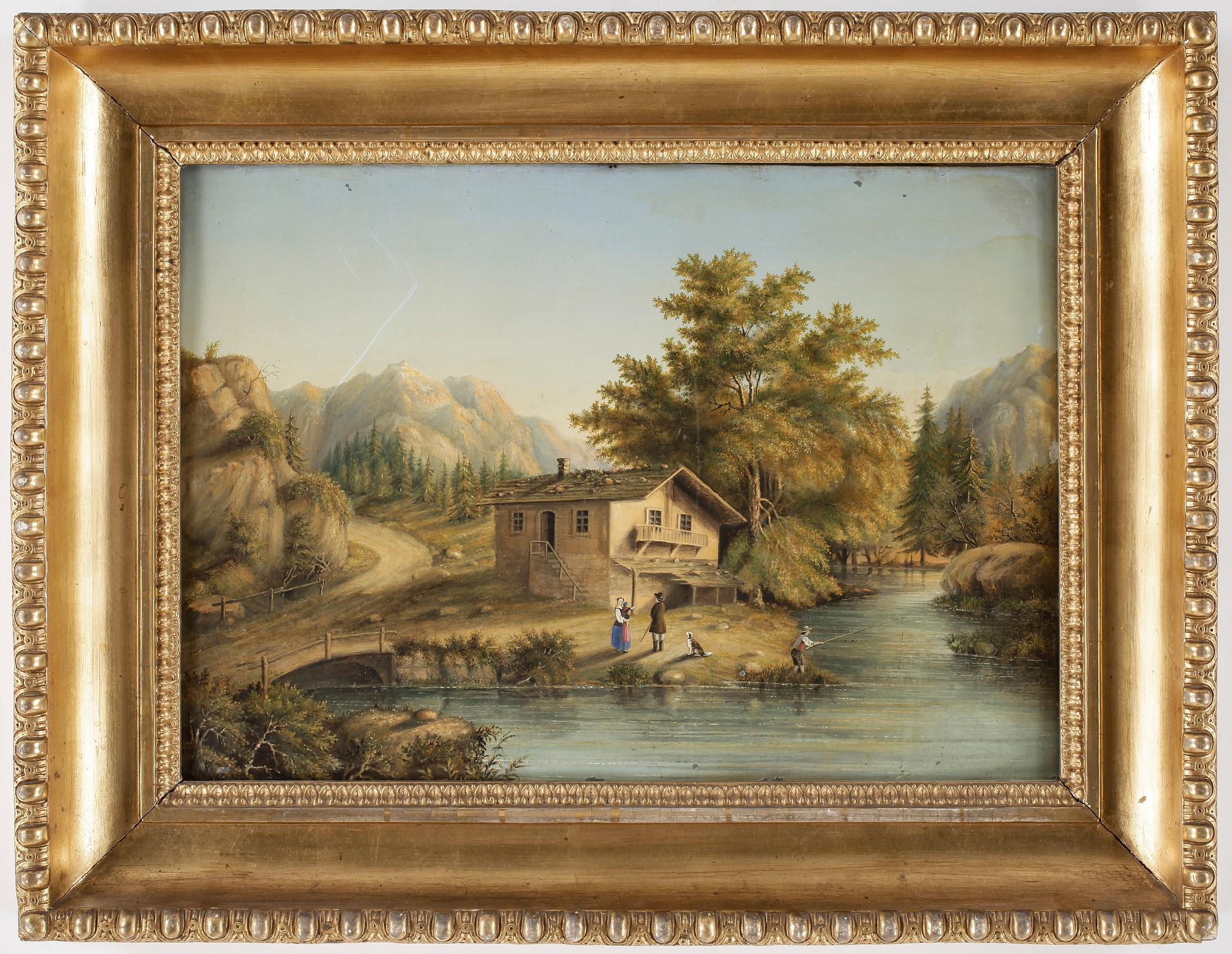 OKÄND KONSTNÄR, oljemålning på plåt. 1800-tal.