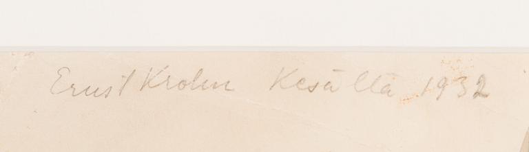 ERNST KROHN, vesiväri, signeerattu ja päivätty kesällä 1932.