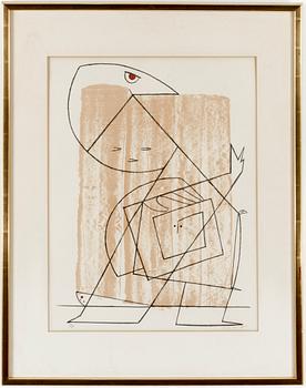 Max Ernst · MAX ERNST, färglitografi med handkolorering, 1954, signerad med blyerts och numrerad 69/95.
