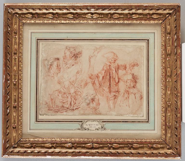 Jean-Antoine Watteau Hans krets, Figurstudier.