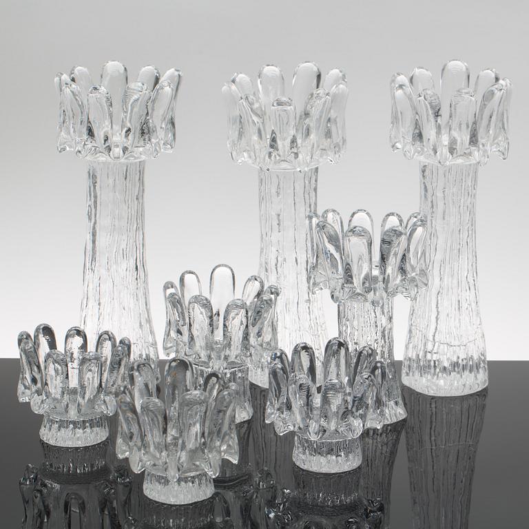 GÖRAN WÄRFF, LJUSSTAKAR, glas, 8 st, "Sunflower", Kosta.