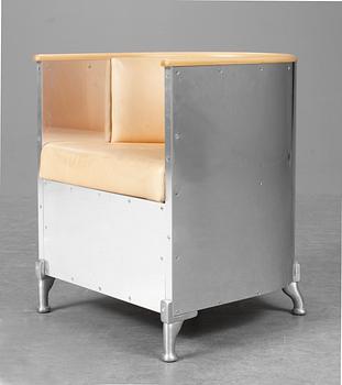 A Mats Theselius "Theselius" aluminium and leather easy chair, Källemo, Sweden post 1990.