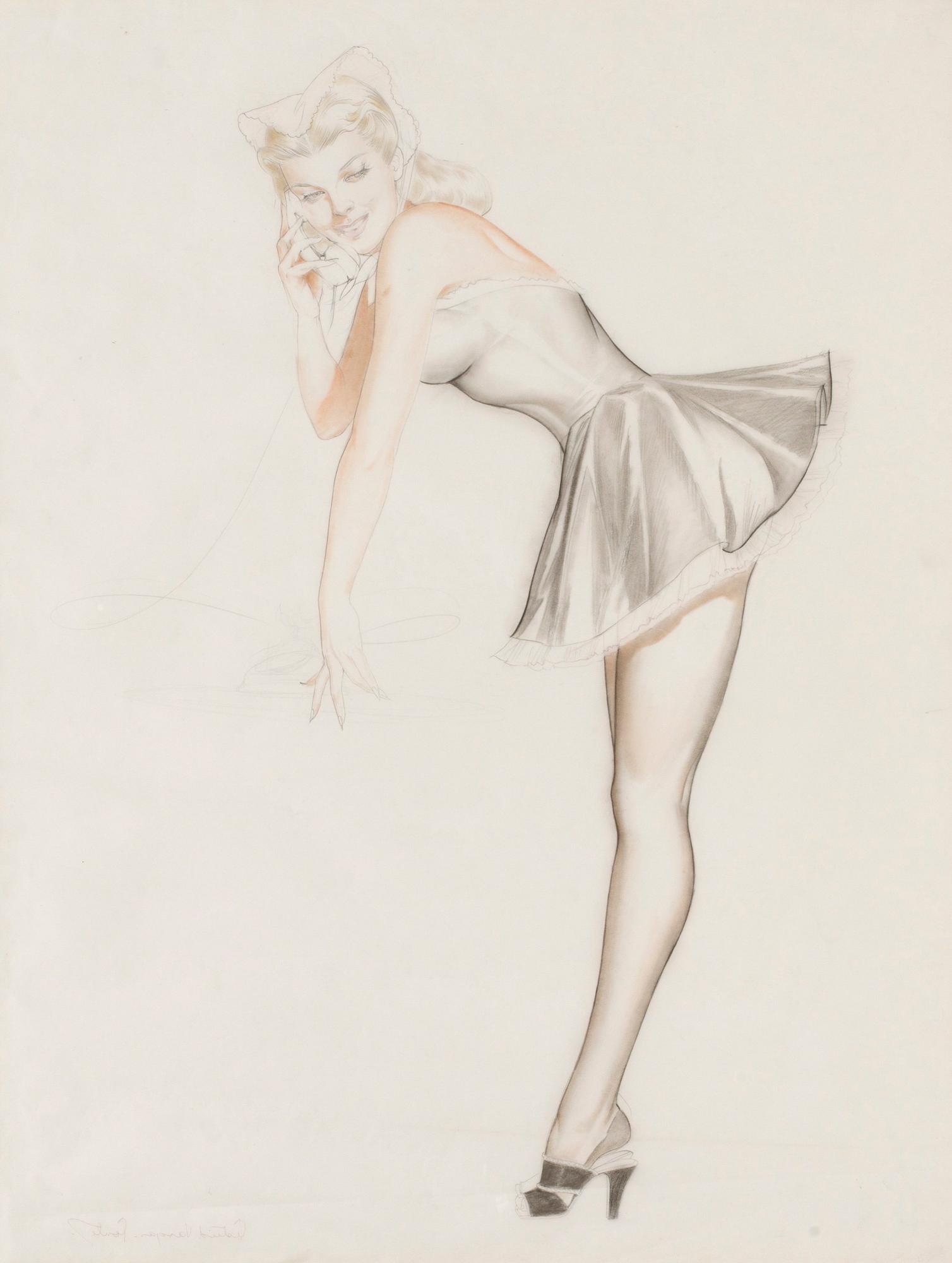 Alberto Vargas, "Blonde on Phone, Pink Ribbon".