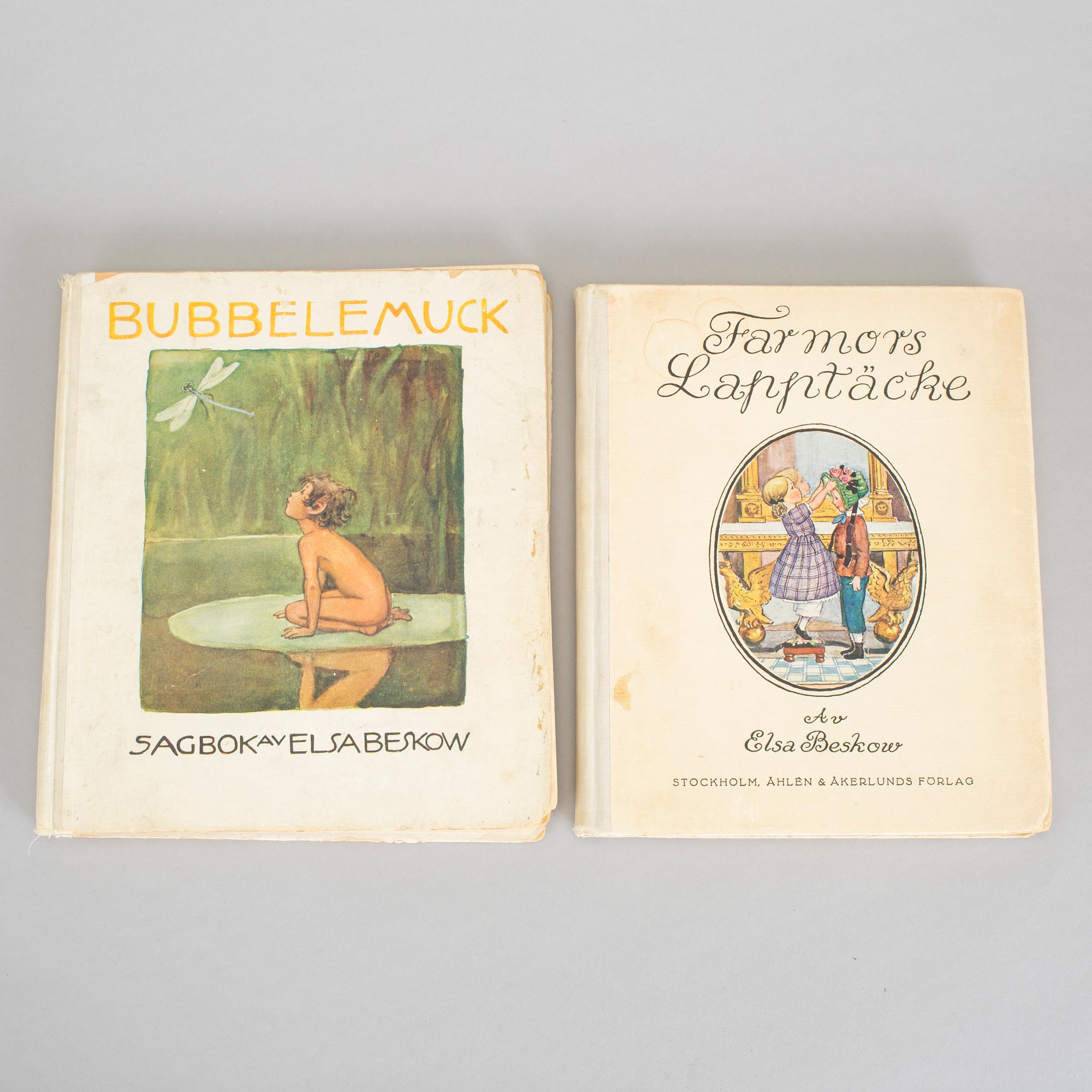 ELSA BESKOW, 9 böcker, bla Sol-ägget och Petter och Lotta på äventyr, med förf egenhändiga dedikation.