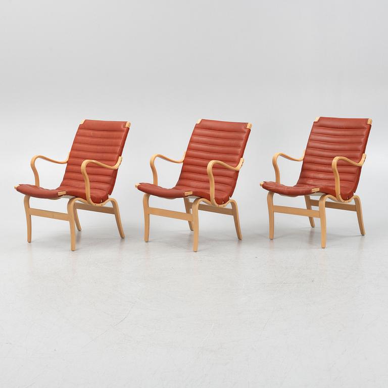 Bruno Mathsson, three 'Eva' easy chairs from Dux.