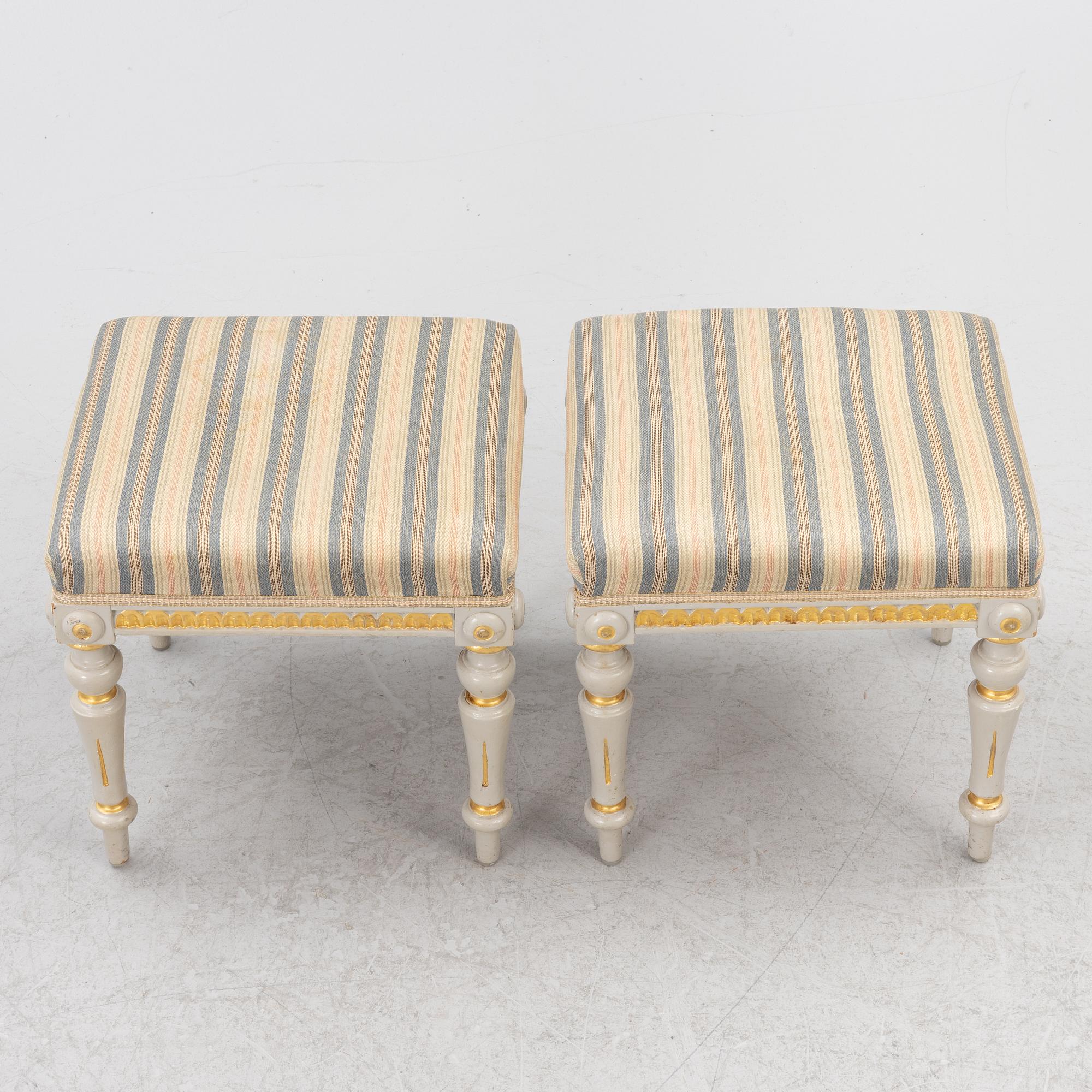 A pair of Gustavian style stools, 19th century.