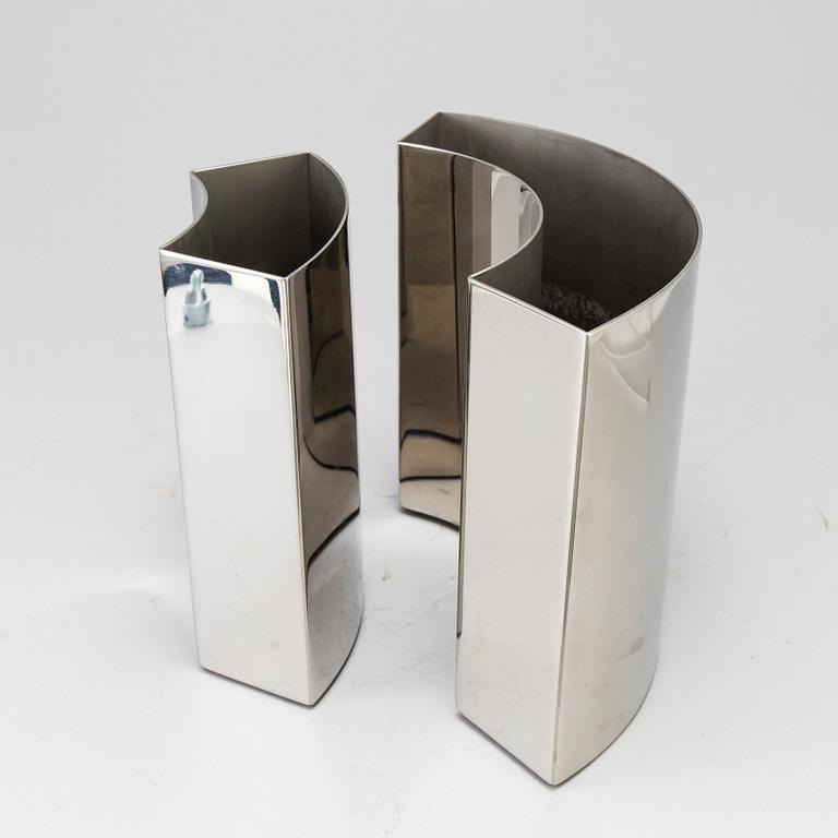 A pair of stainless steel vases by Ann Wåhlström from Cultura Metal, Sweden.