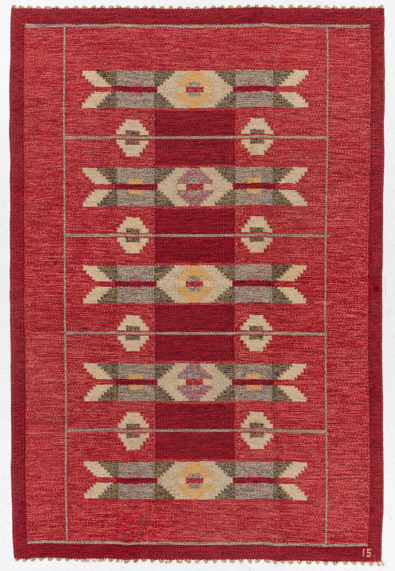 Ingegerd Silow, rug flat weave, approx. 240 x 163 cm, signed IS.