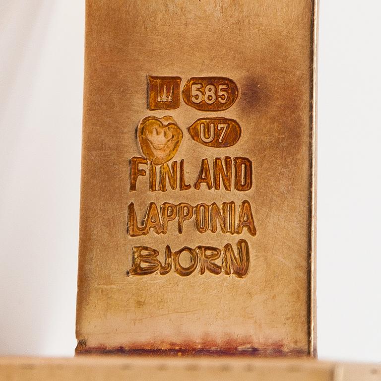 Björn Weckström, Kalvosinnappipari "Vuoret", 14K kultaa. Lapponia 1973.