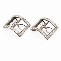 Belt buckles/shoe buckles in white metal with rock crystal,