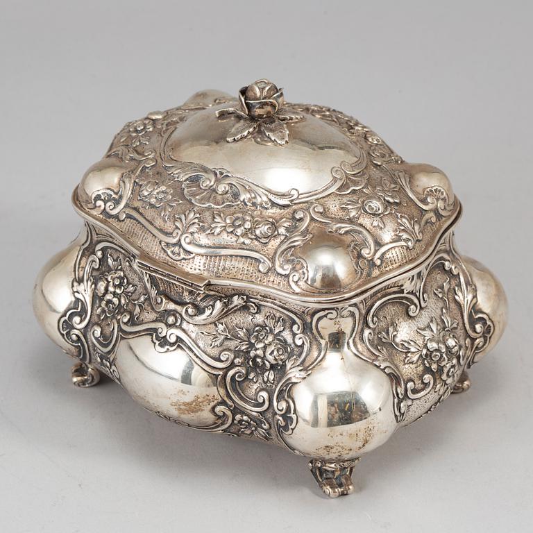 A German late 19th century silver sugar-box.