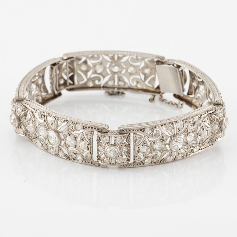 Armband platina med gammalslipade diamanter, art déco.