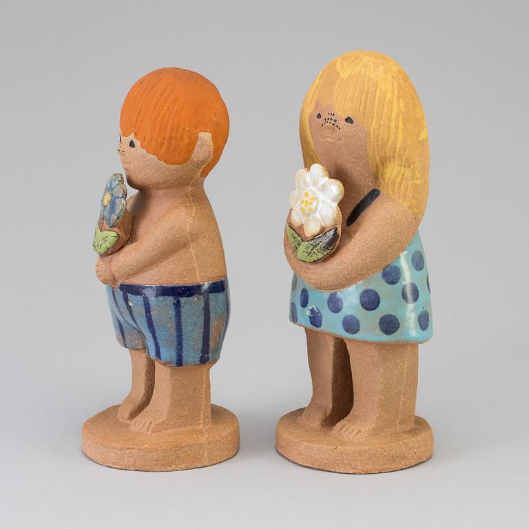 LISA LARSON, figuriner 2 st, stengods. "Adam stor"(2) och "Eva stor"(2), Gustavsberg.