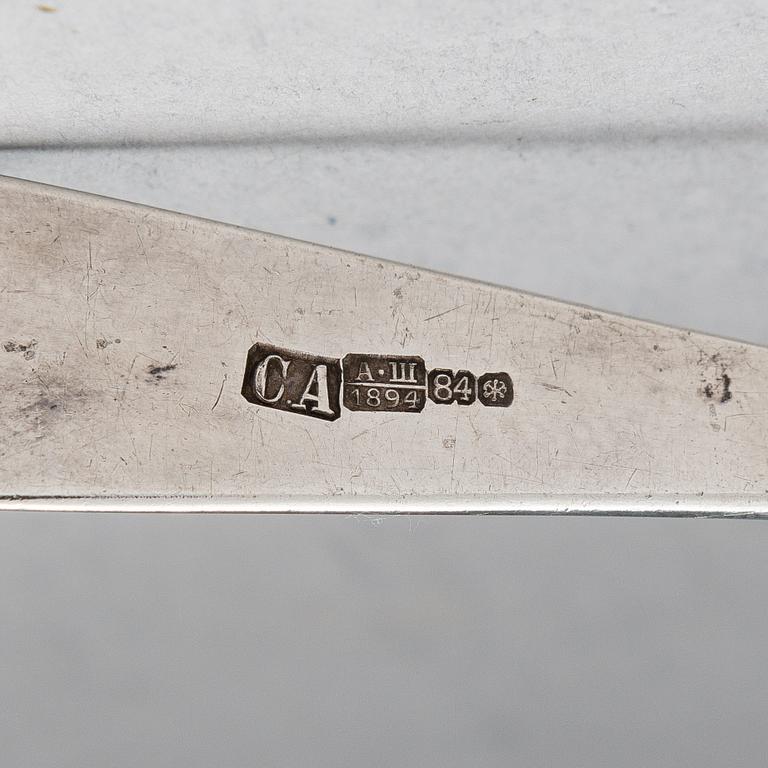 Teservis i schatull, 4 delar, silver, S:t Petersburg 1894. Oidentifierad mästare, C.A.