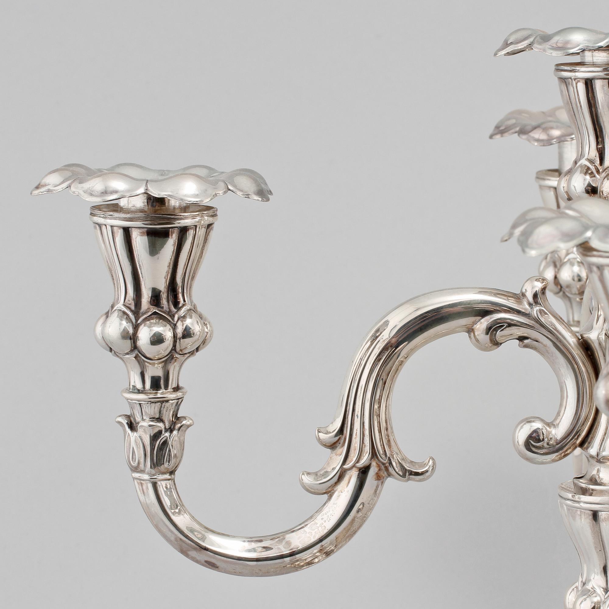 KANDELABRAR, ett par, silver, CG Hallberg, Stockholm, 1933.