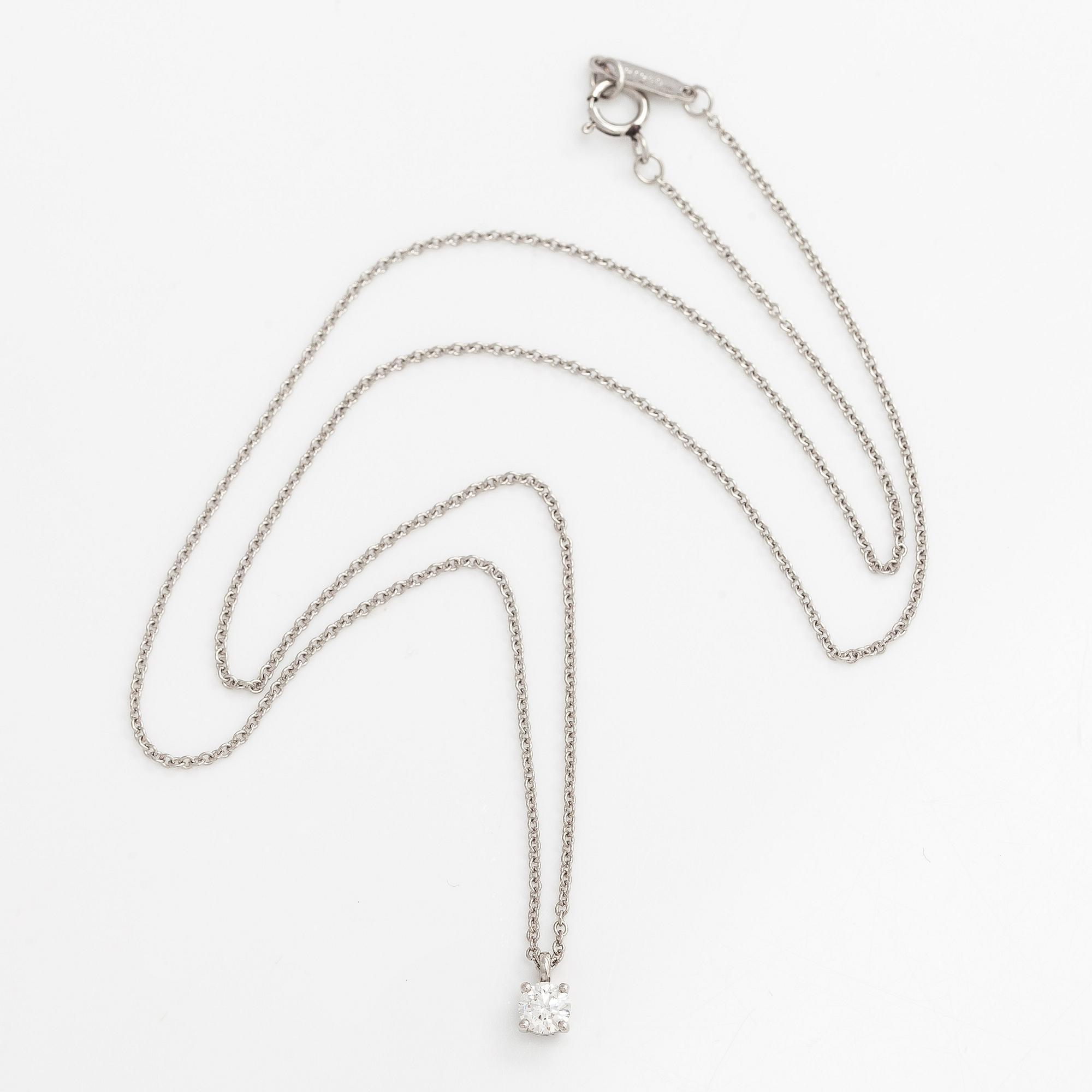 Tiffany & Co, halsband, platina, med en briljantslipad diamant.