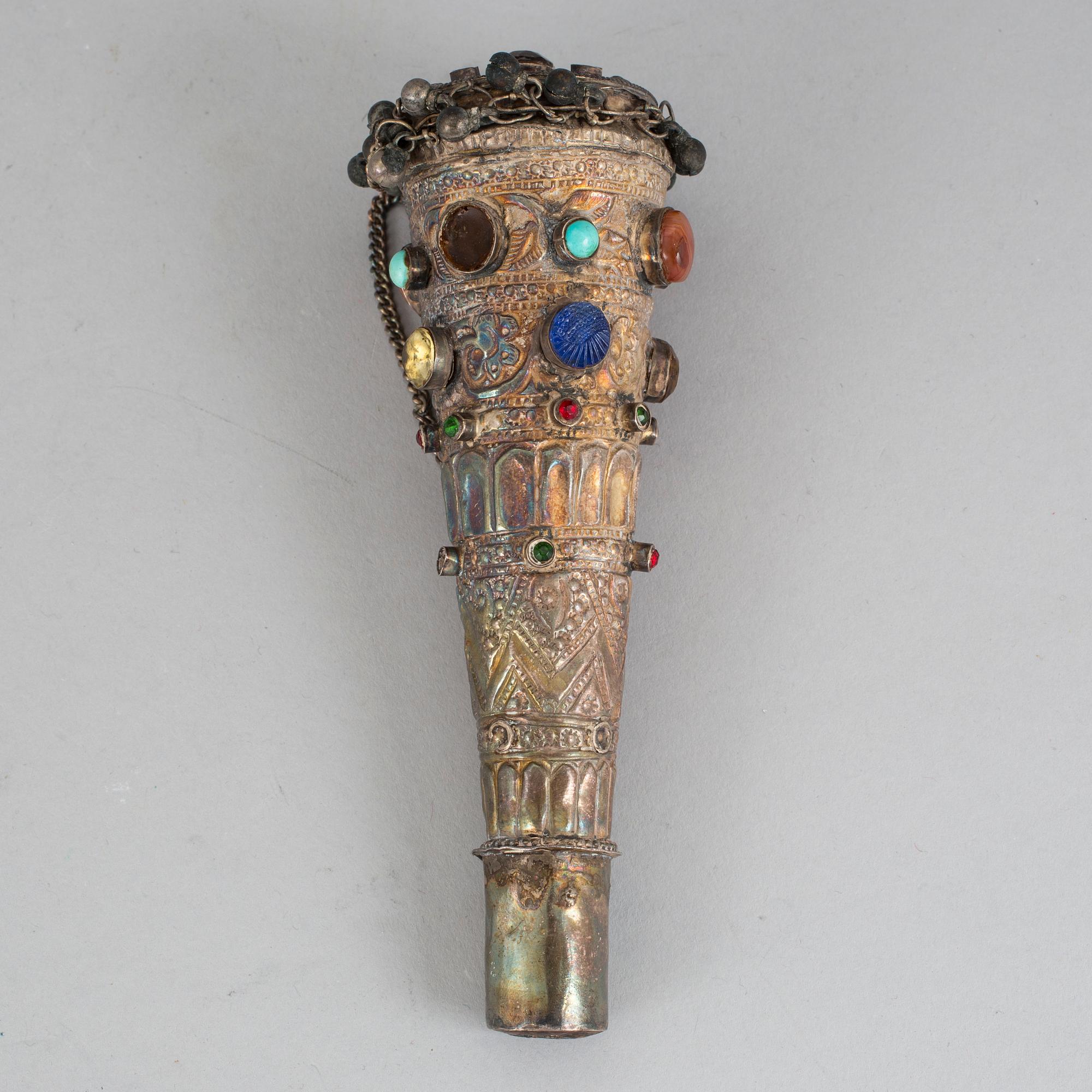 An inlaid silver pipe. presumably India, early 20th century.