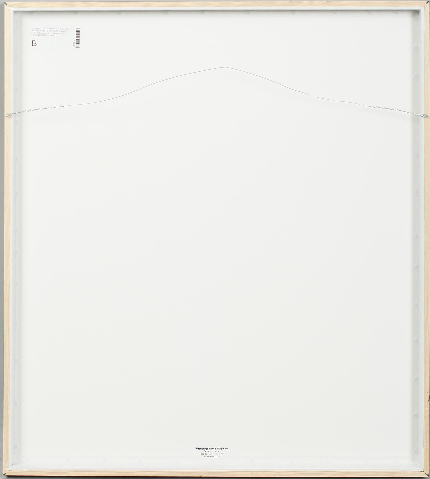 FERNAND LÉGER, färglitografi, monogramsign FL och dat 51 i trycket. Numr och sign med med blyerts 55/75.