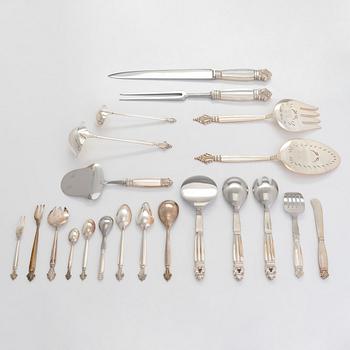 Johan Rodhe, bestickuppsättning, 48 delar, sterlingsilver, "Dronning/Acanthus", Georg Jensen, Danmark, efter 1945.
